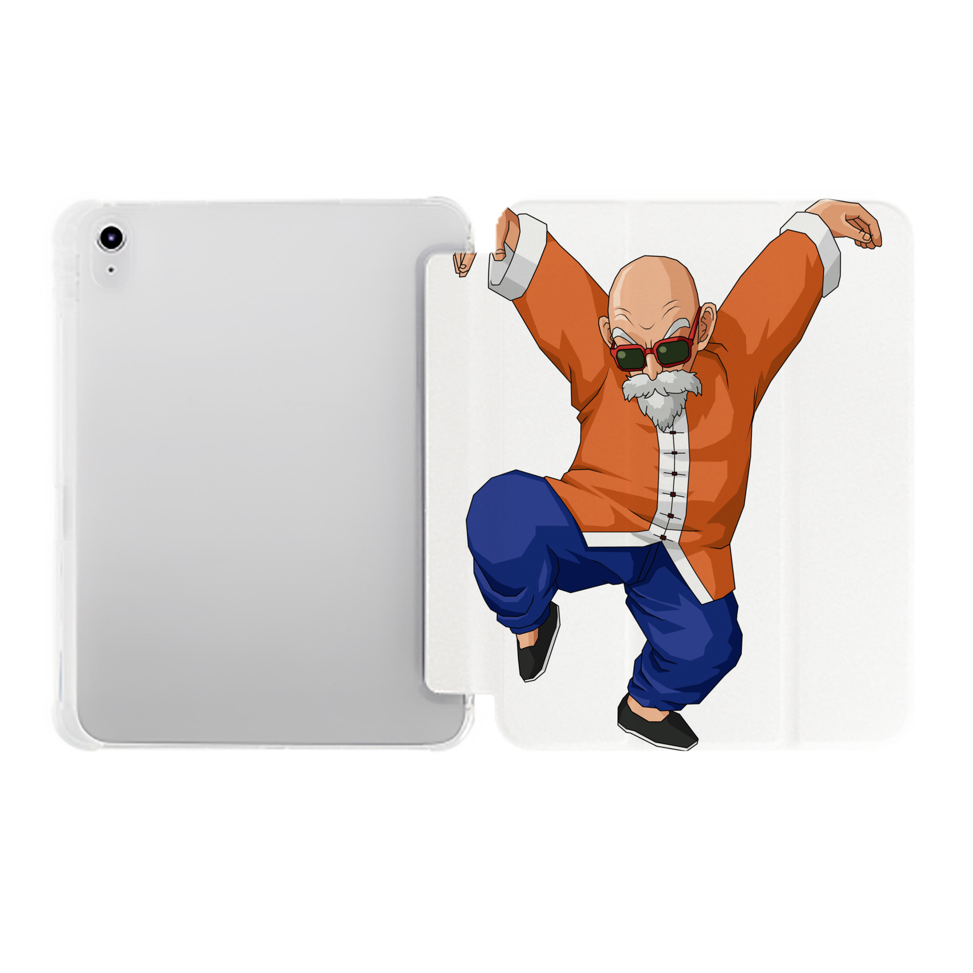 （画像用） ドラゴンボール 亀仙人（かめせんにん） DRAGON BALL Master Roshi Kame Sennin IPad ケース ペン収納付き 三つ折りスタンド PUレザー×シリコン 対応機種9.5/10.5/10.9インチ